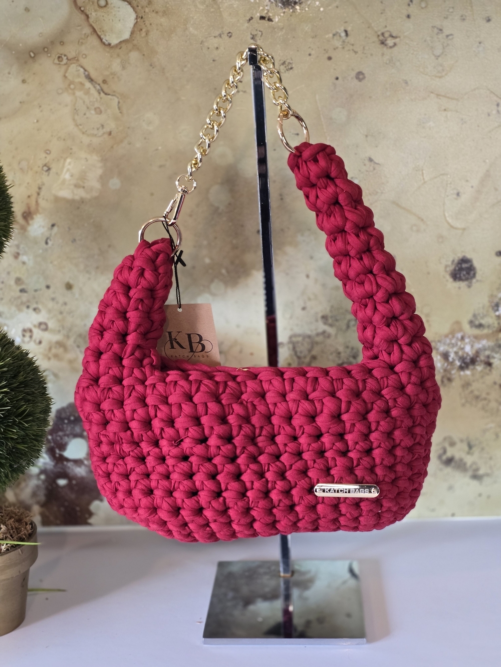 Handcrafted Crochet Mini Bag in Deep Red